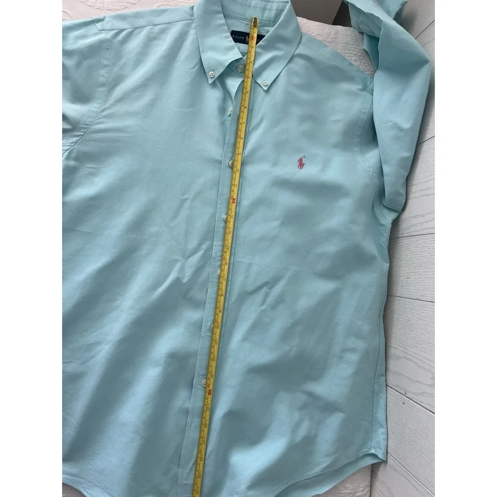 Lot Of 2 LARGE Polo Ralph Lauren Men's Cotton Oxford Button Down Shirts Aqua